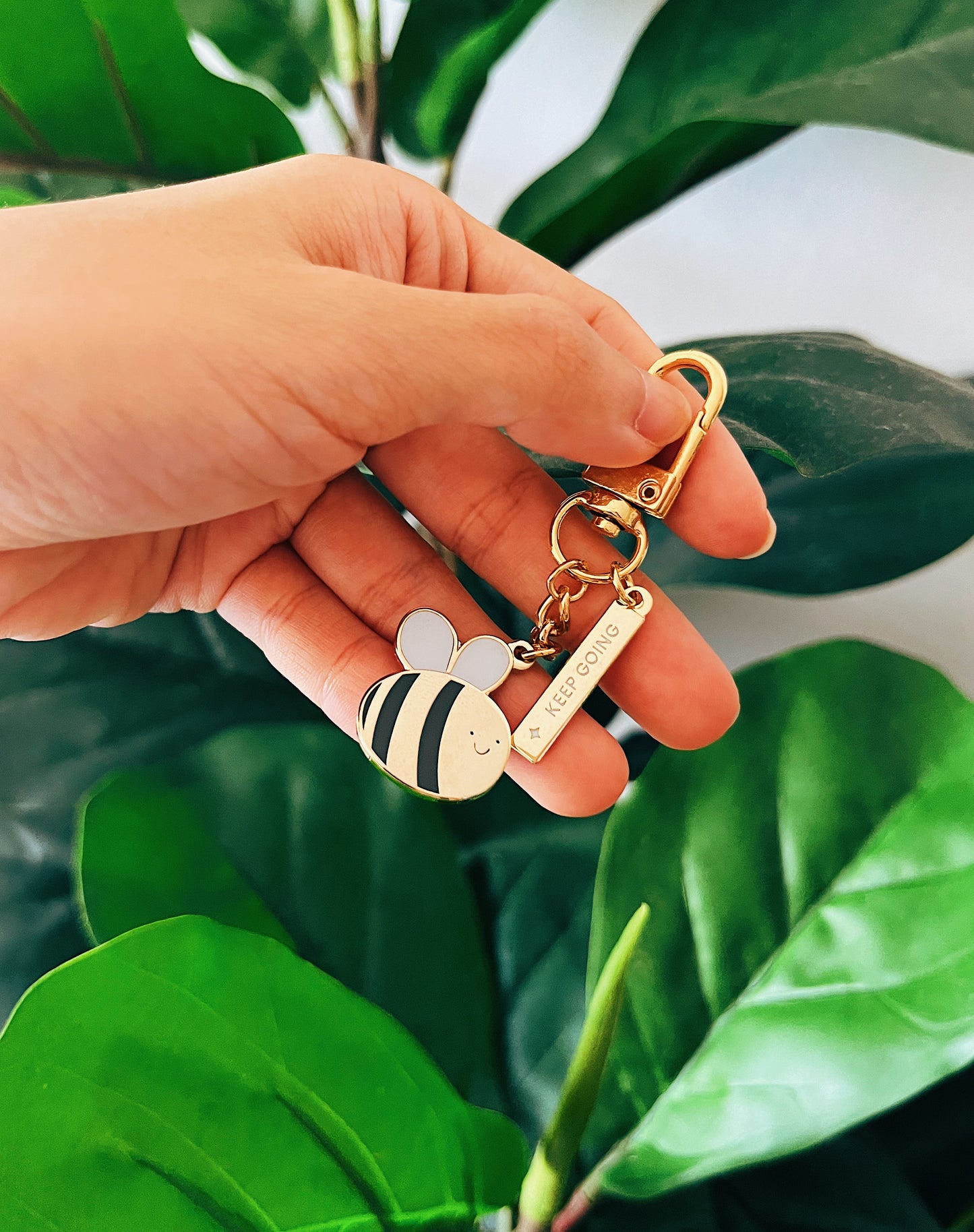 Bee Brave Enamel Keychain