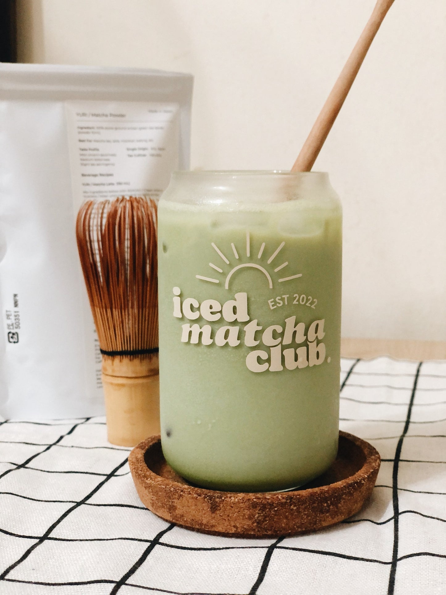 Iced Matcha Club Glass Cup